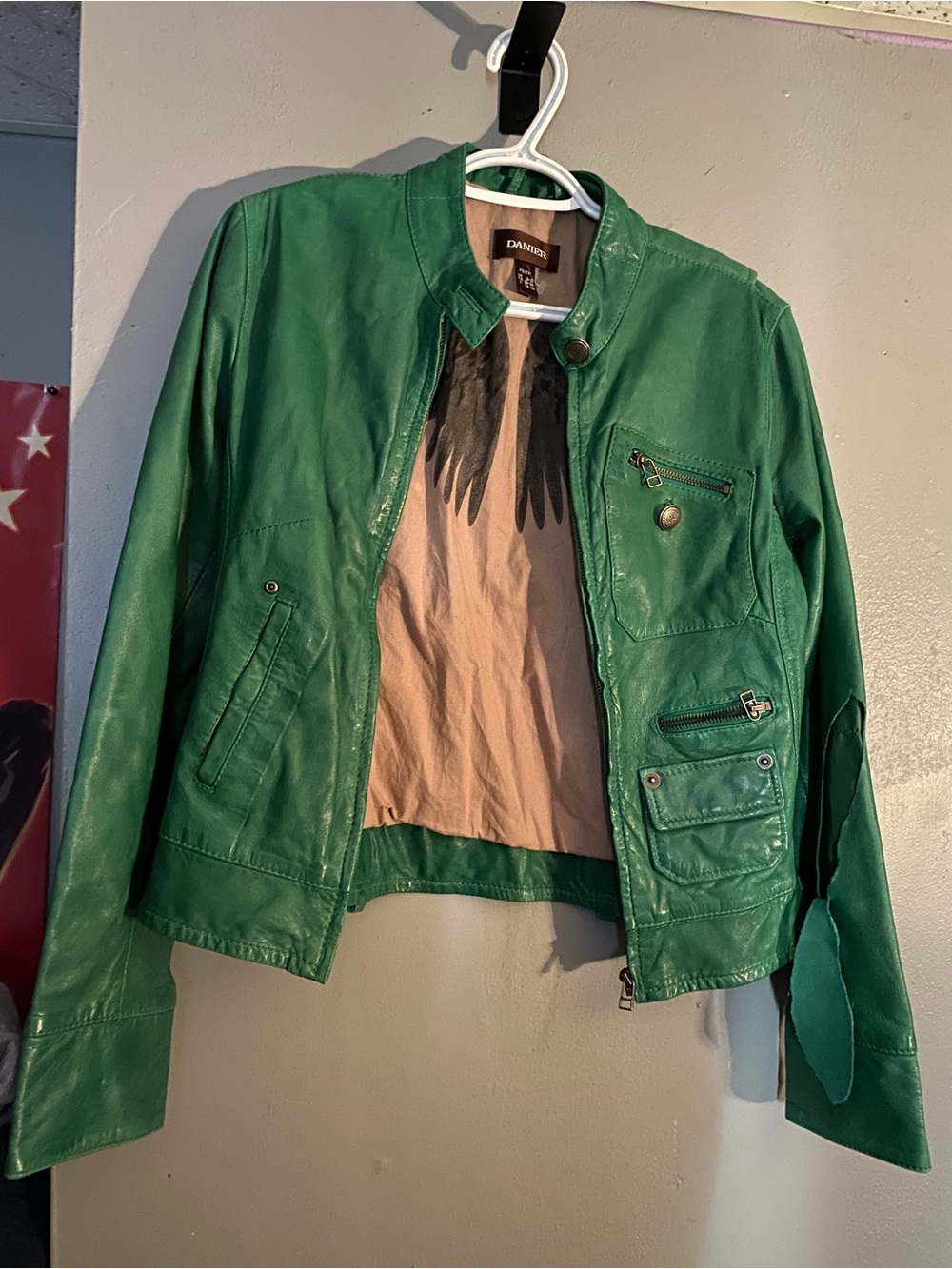 Danier Green Leather Motorcycle Jacket